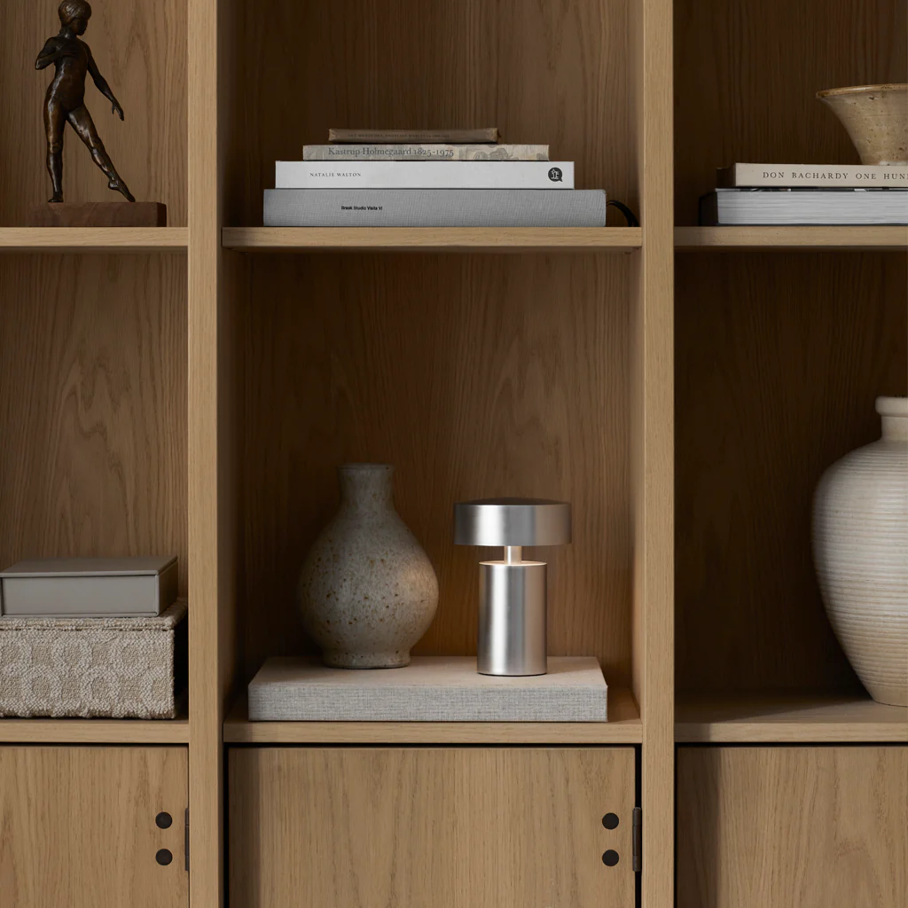 Audo Column Table Lamp Portable Brushed Aluminium - Image 2
