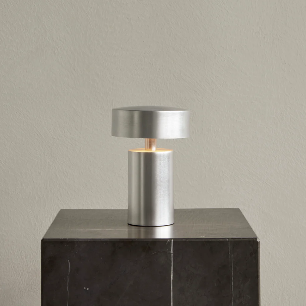 Audo Column Table Lamp Portable Brushed Aluminium - Image 3