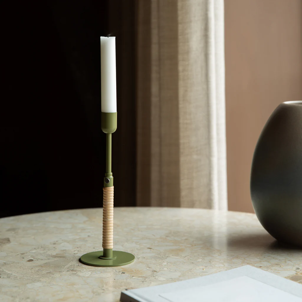 Audo Duca Candle Holder Olive Green - Image 2