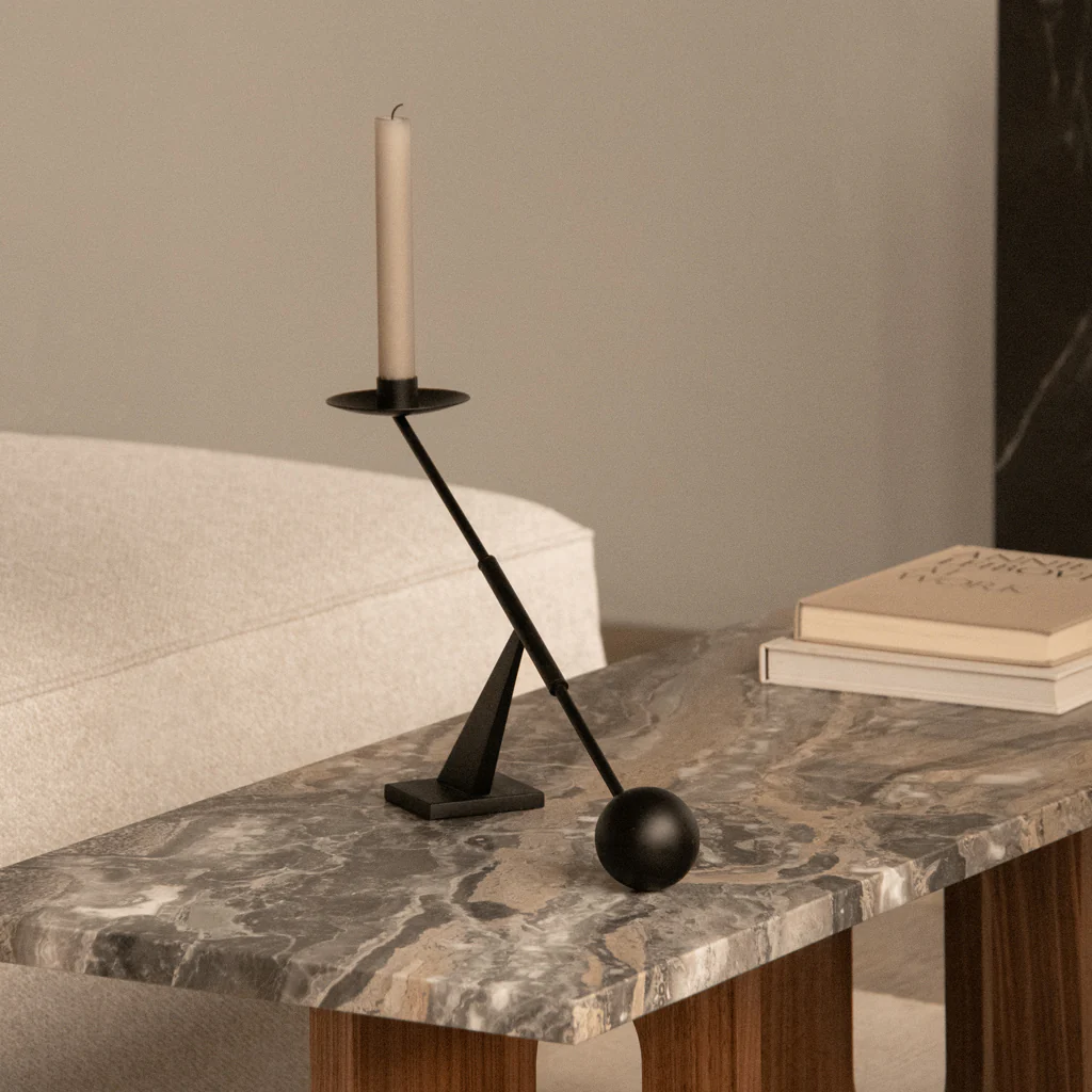 Audo Interconnect Candle Holder Black Steel Small - Image 2