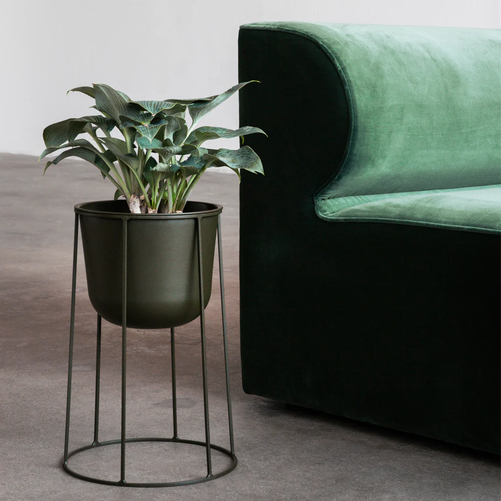 Audo Wire Base Pot Stand Olive Green Low - Image 5