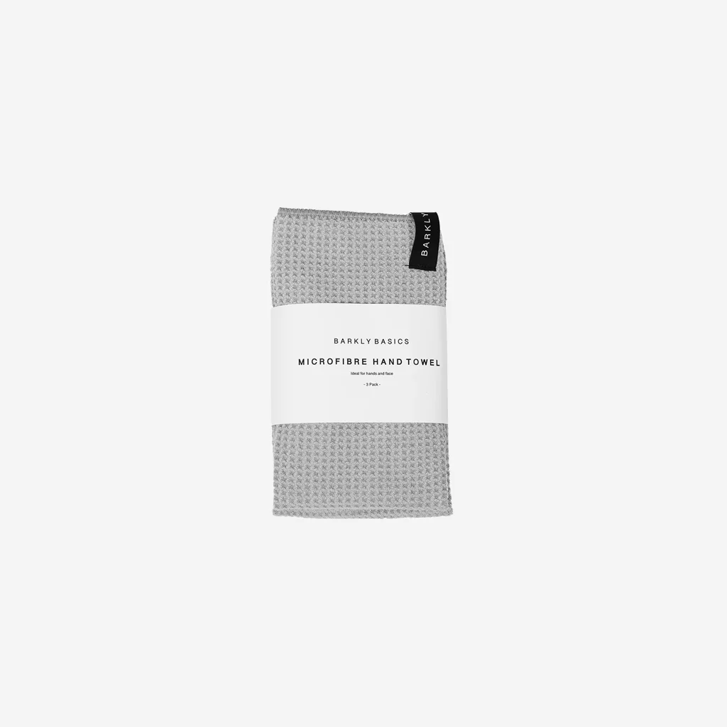 Barkly Basics Grey Microfibre Hand Towel (3 pack)