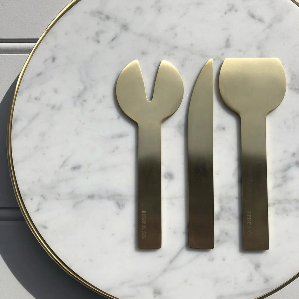 Behr & Co Brass Geo Cheese Servers Set - Image 4