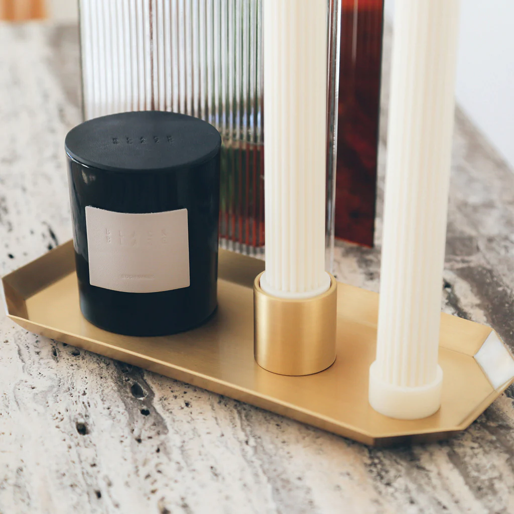 Black Blaze Brass Hexa Candle Tray - Image 5