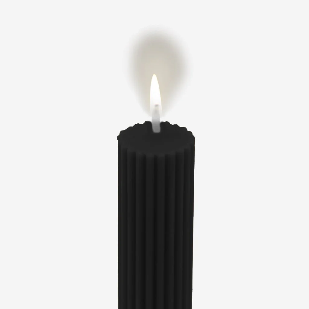 Black Blaze Column Pillar Candle Black - Image 3