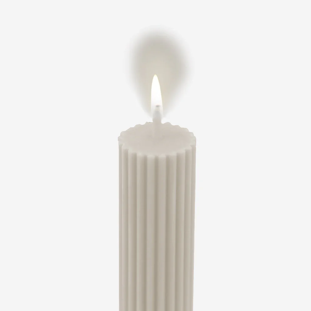 Black Blaze Column Pillar Candle White - Image 3