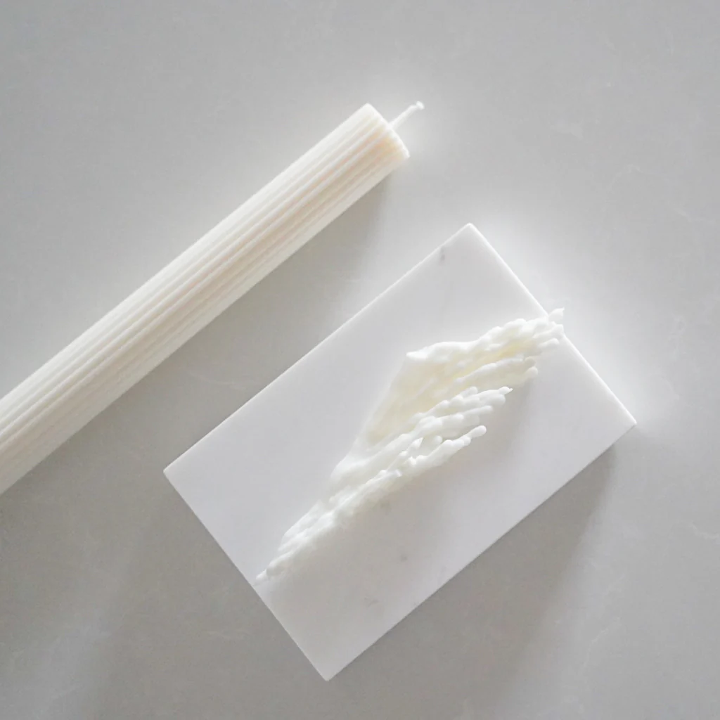 Black Blaze Column Pillar Candle White - Image 4