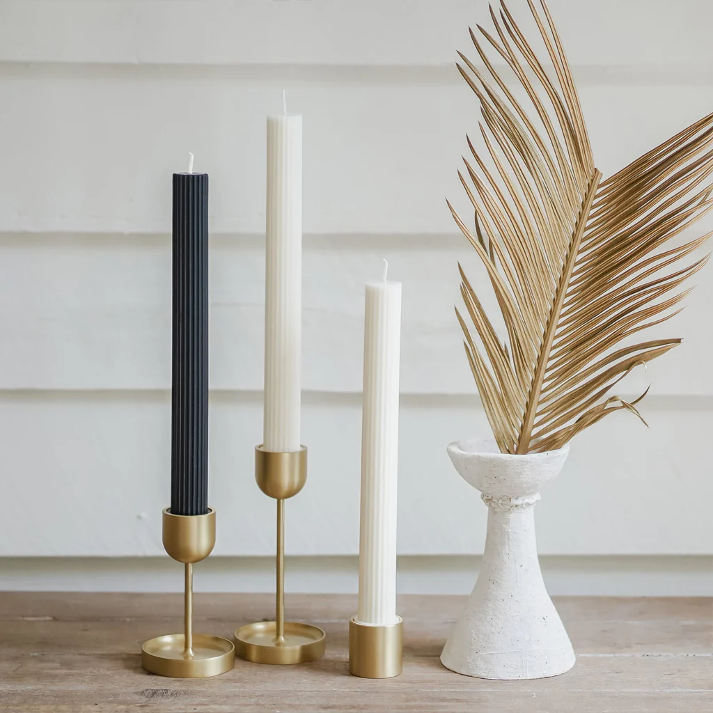 Black Blaze Column Pillar Candle White - Image 5