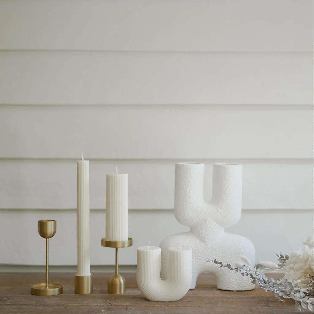 Black Blaze Column Pillar Candle White - Image 6