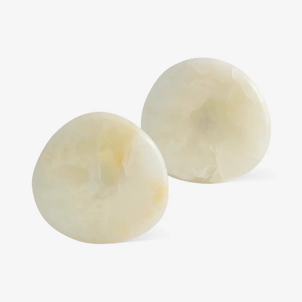 Black Blaze Stone Coaster Set White Onyx - Image 3