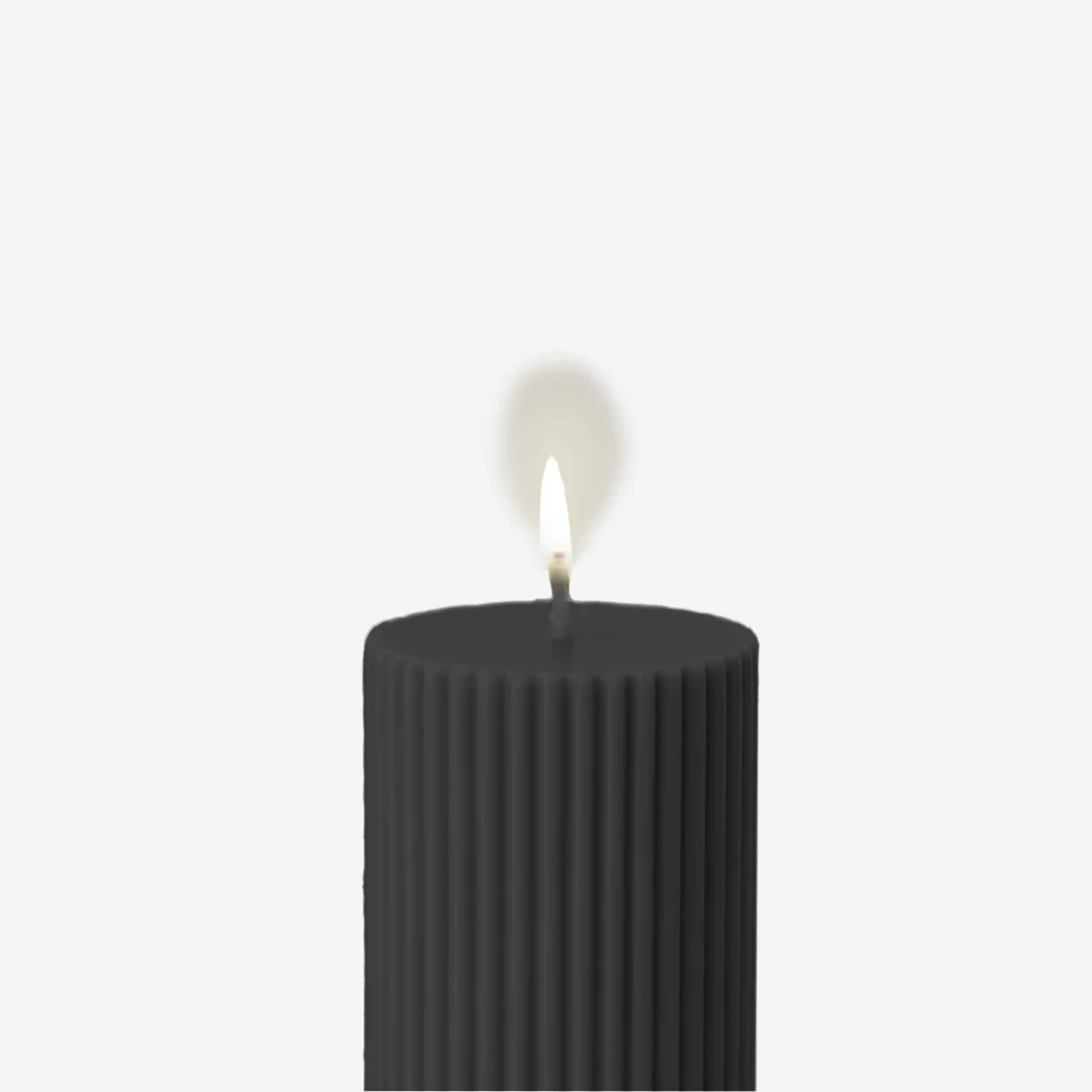 Black Blaze Wide Column Pillar Candle Black - Image 3