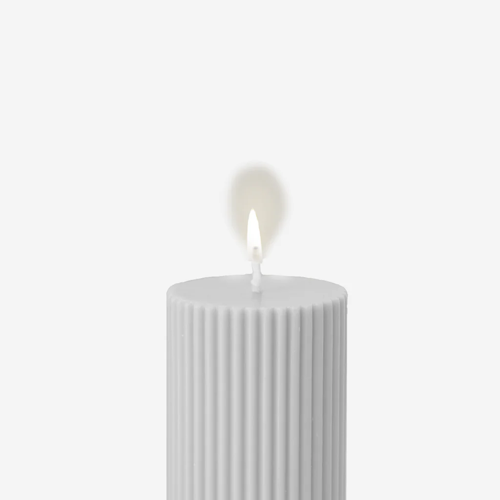 Black Blaze Wide Column Pillar Candle White - Image 3