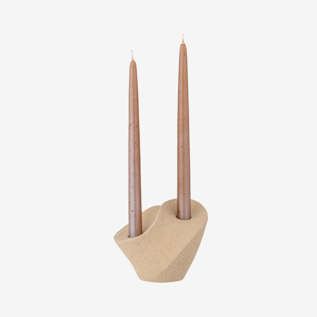 Bloomingville Brent Candle Holder Nature Stoneware - Image 2