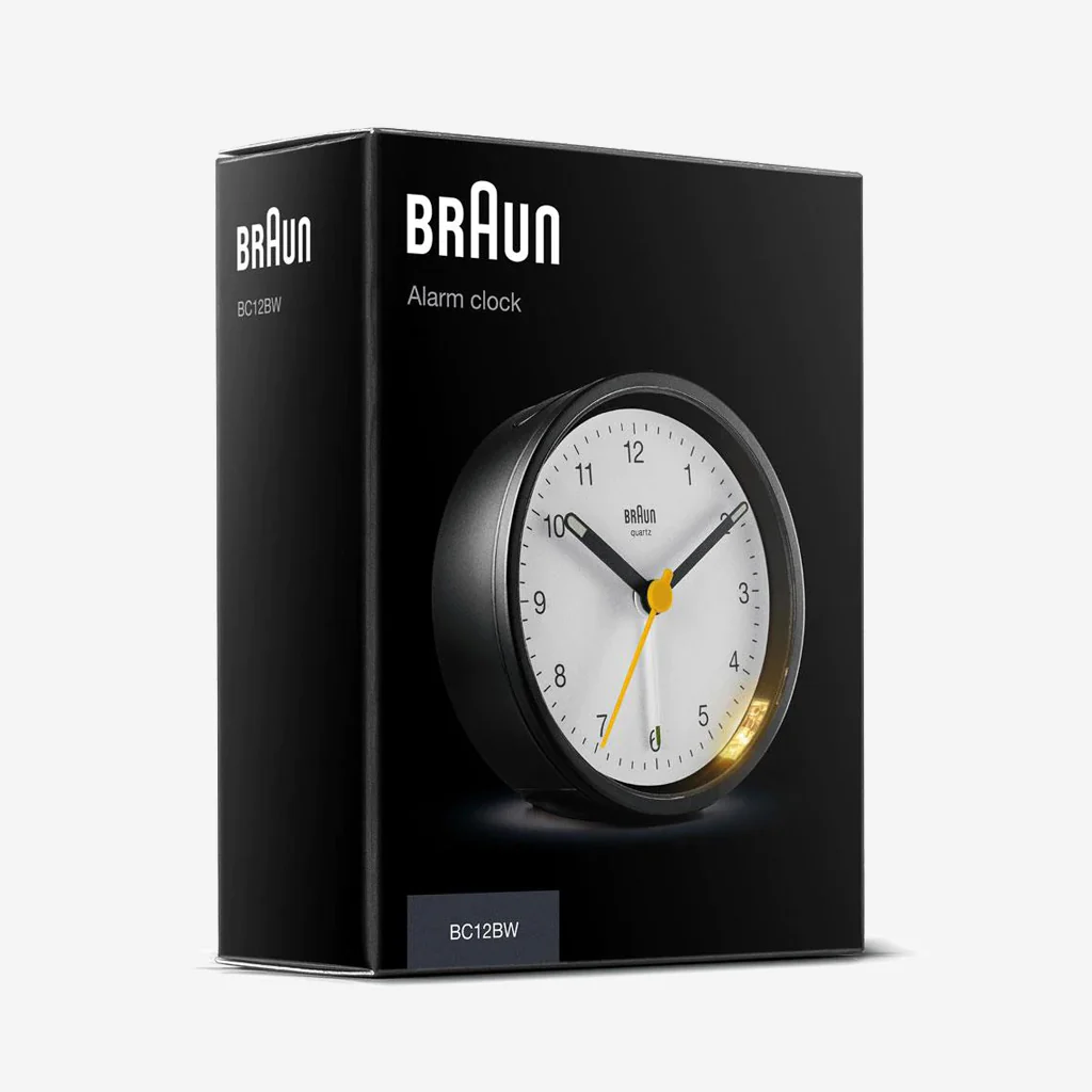 Braun BC12BW Classic Analogue Alarm Clock Black White - Image 8