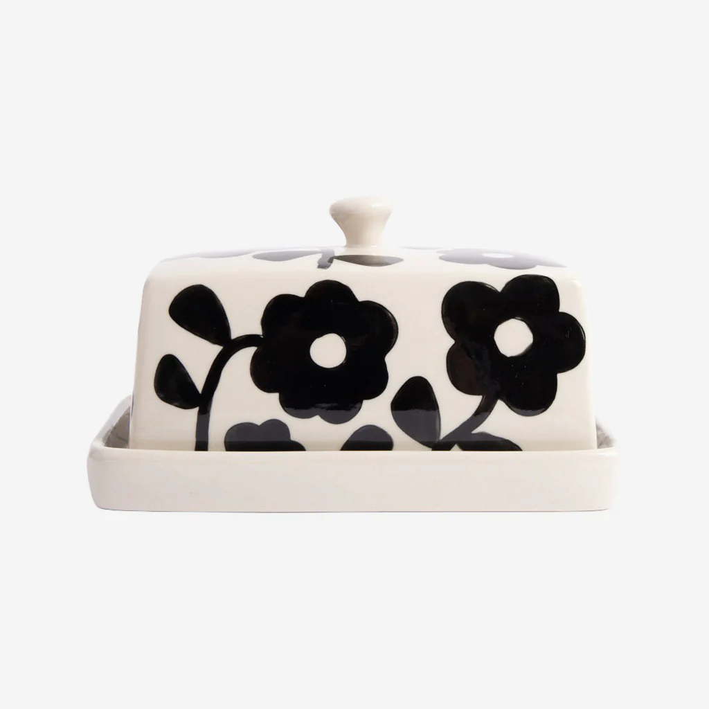 Caroline Gardner Mono Floral Butter Dish - Image 4