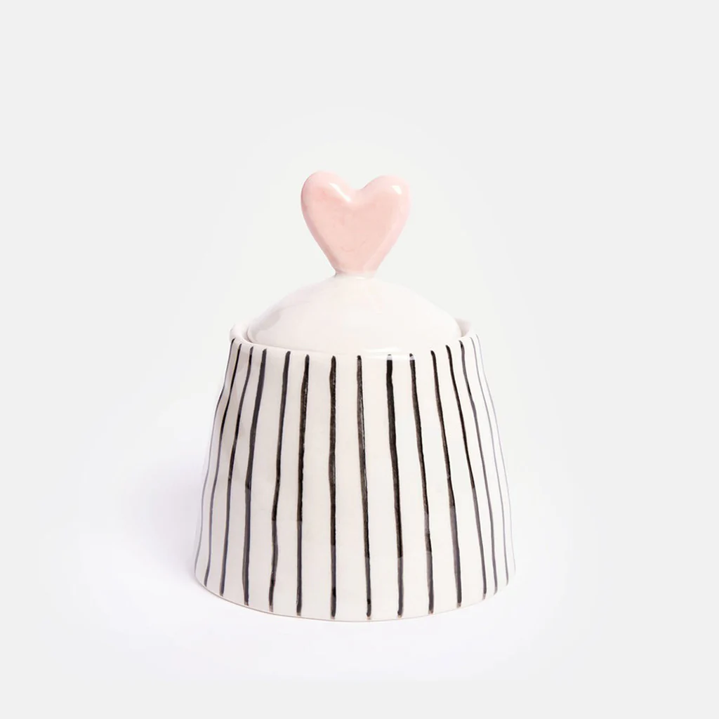 Caroline Gardner Stripe Stoneware Jar Heart - Image 4