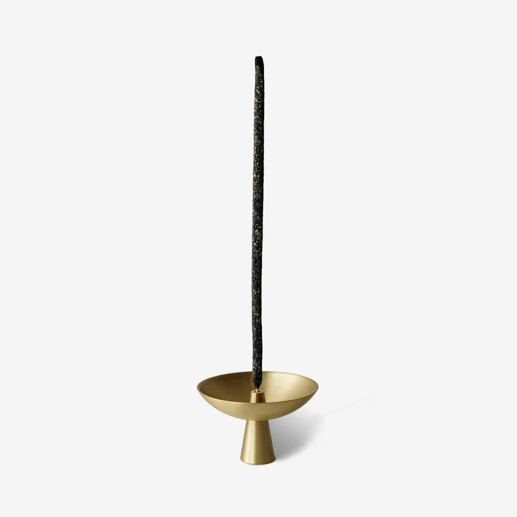 Cedar and Myrrh Incense Holder with Ash Catcher Brass - Image 4