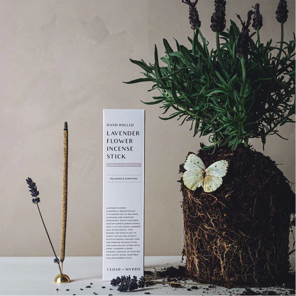 Cedar and Myrrh Rolled Incense Sticks Lavender - Image 3