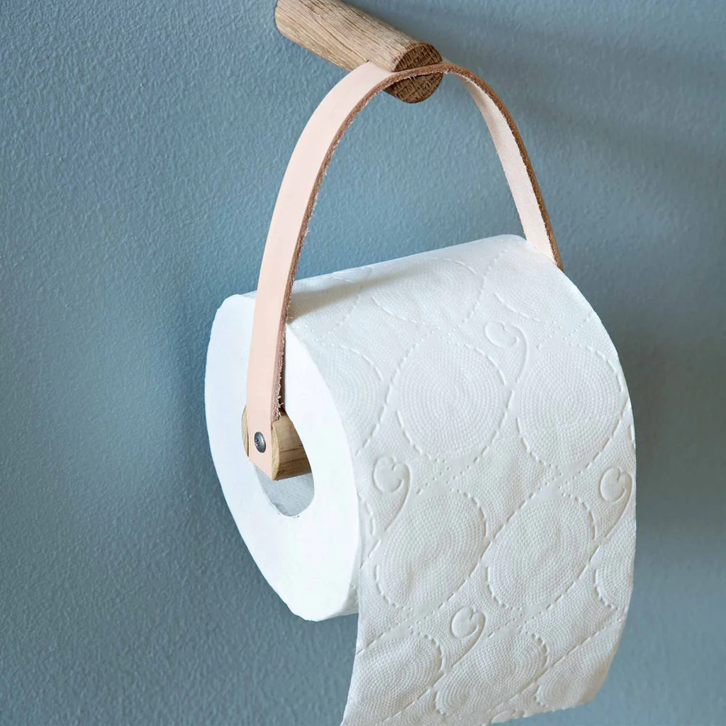 Ekta Living Toilet Roll Holder Leather Natural Oak - Image 3