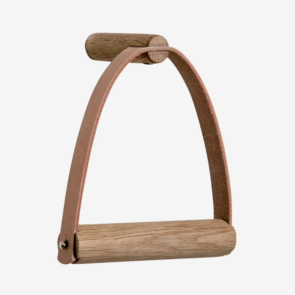 Ekta Living Toilet Roll Holder Leather Oiled Oak - Image 2