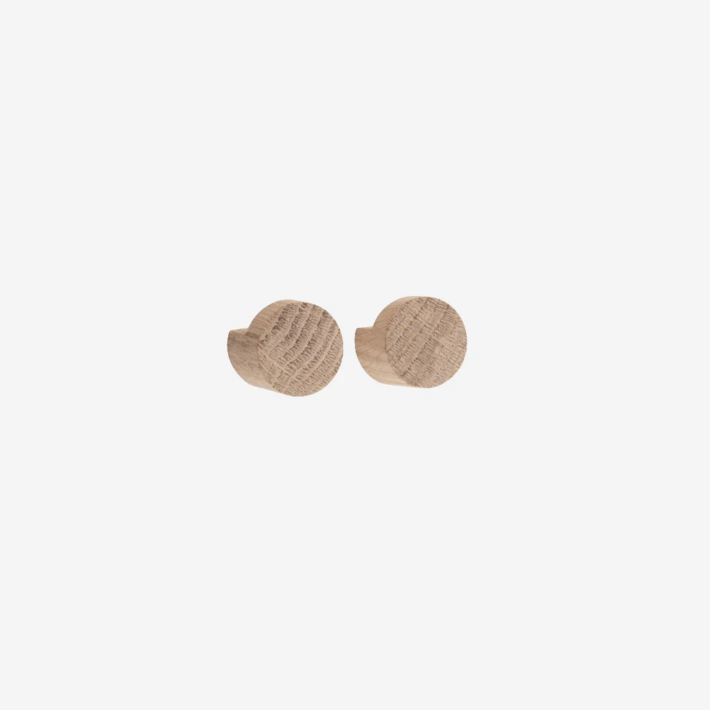 Ekta Living Wood Knot Hook Small Pair Natural Oak