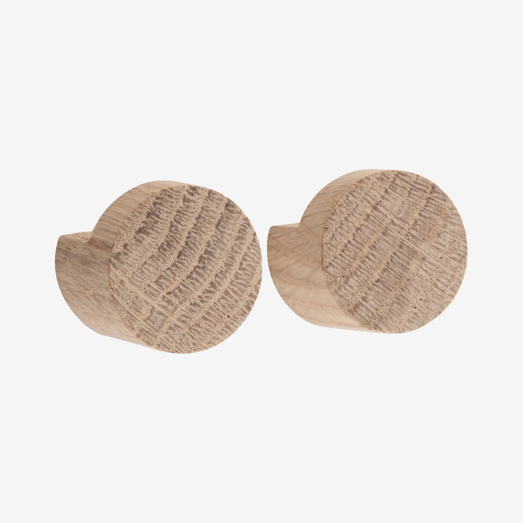 Ekta Living Wood Knot Hook Small Pair Natural Oak - Image 2
