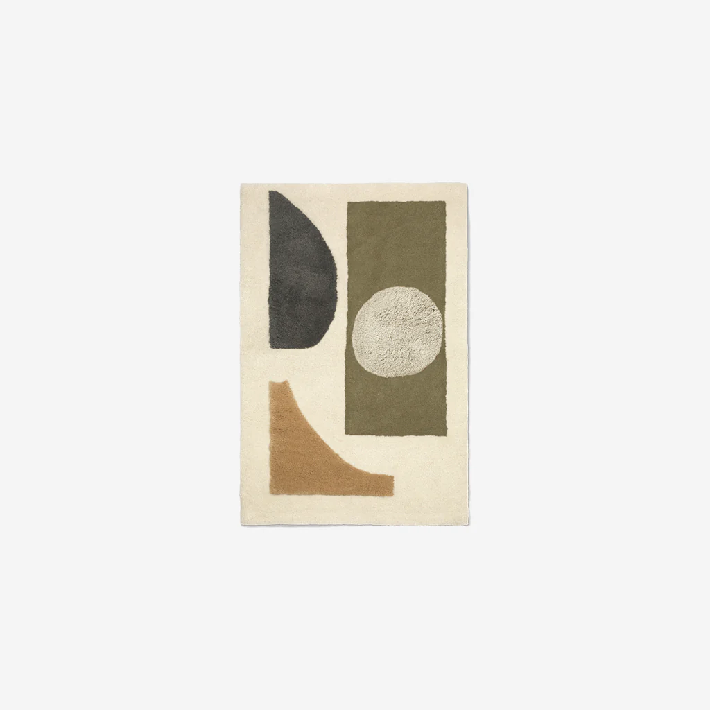 Ferm Living Bloco Tufted Rug Green Off White