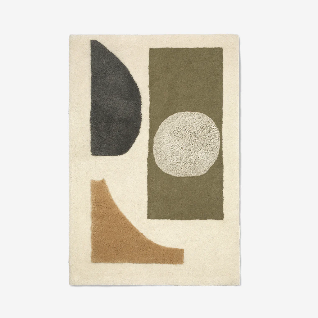 Ferm Living Bloco Tufted Rug Green Off White - Image 2