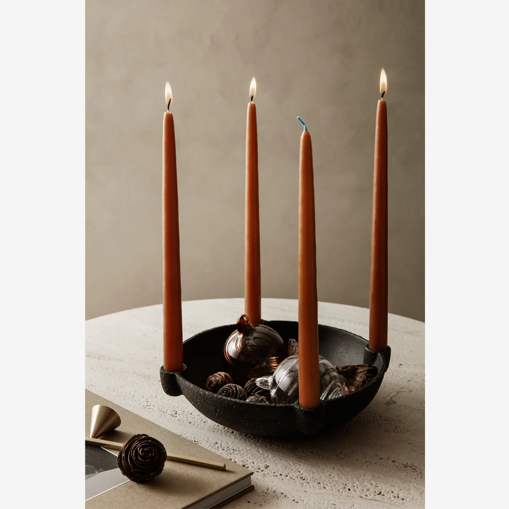Ferm Living Bowl Candle Holder Large Ceramic Dark - Image 5