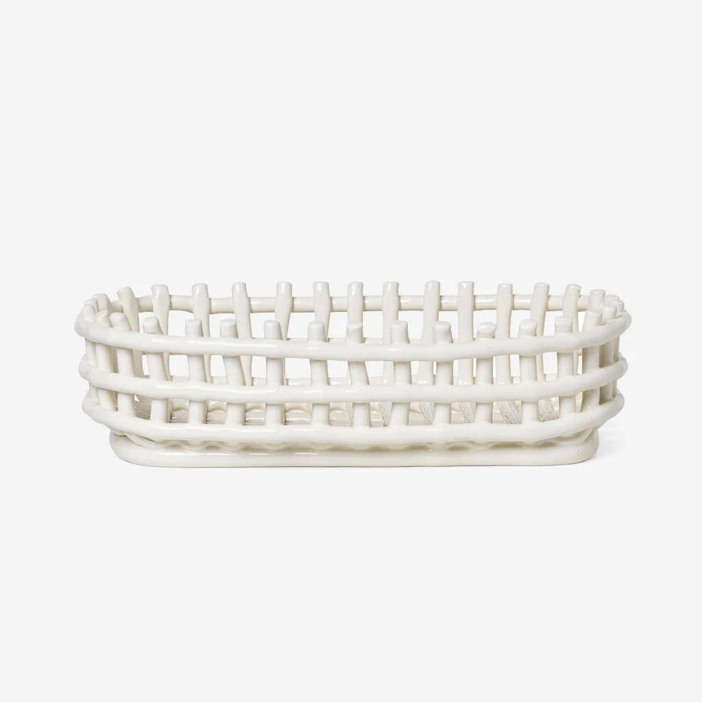 Ferm Living Ceramic Basket Oval Off White - Image 3