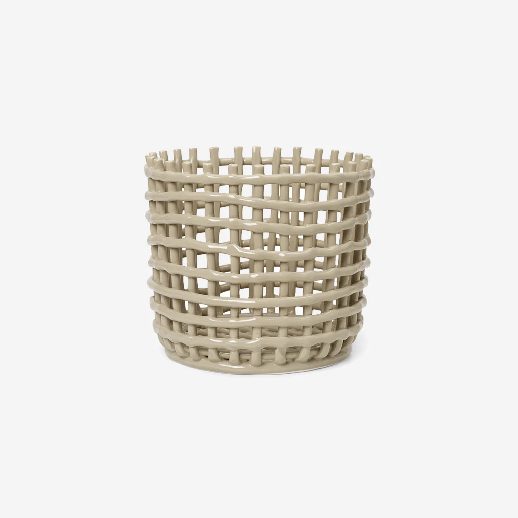Ferm Living Ceramic Basket Pot Large Cashmere
