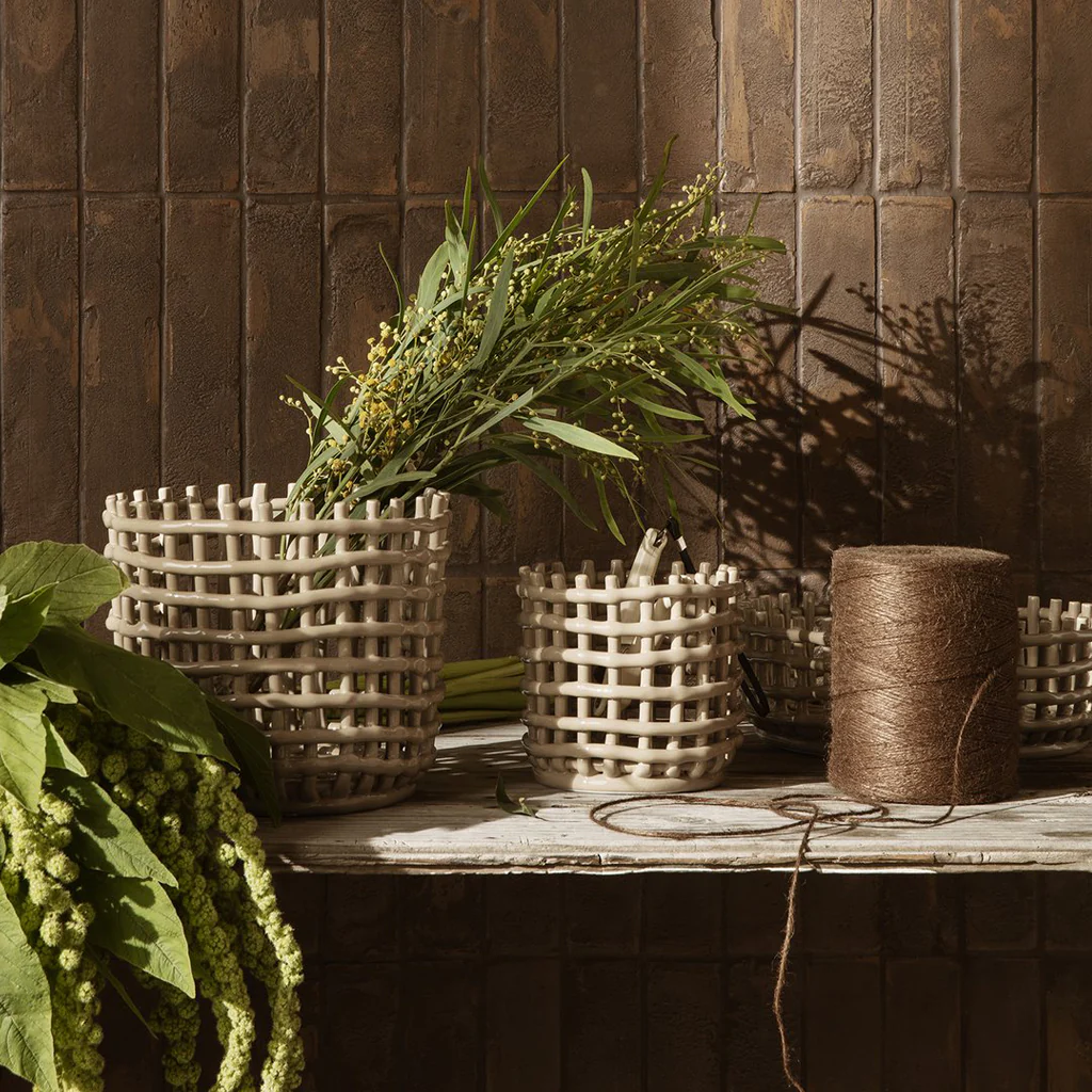 Ferm Living Ceramic Basket Pot Large Cashmere - Image 2