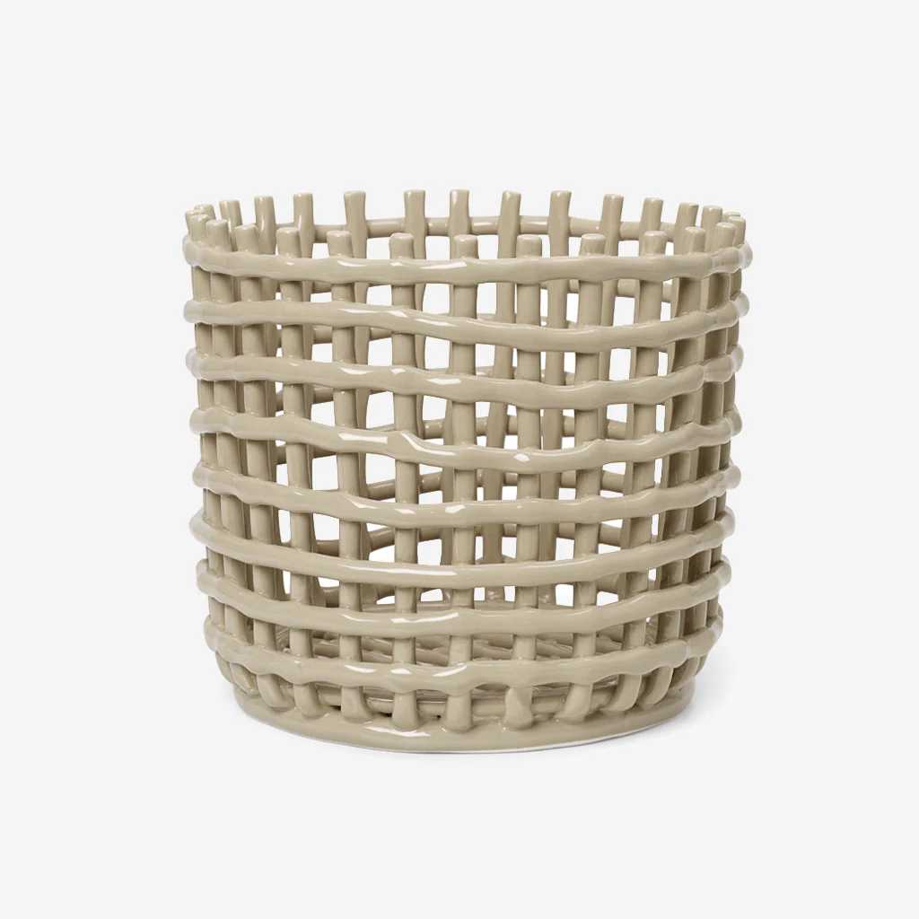 Ferm Living Ceramic Basket Pot Large Cashmere - Image 3