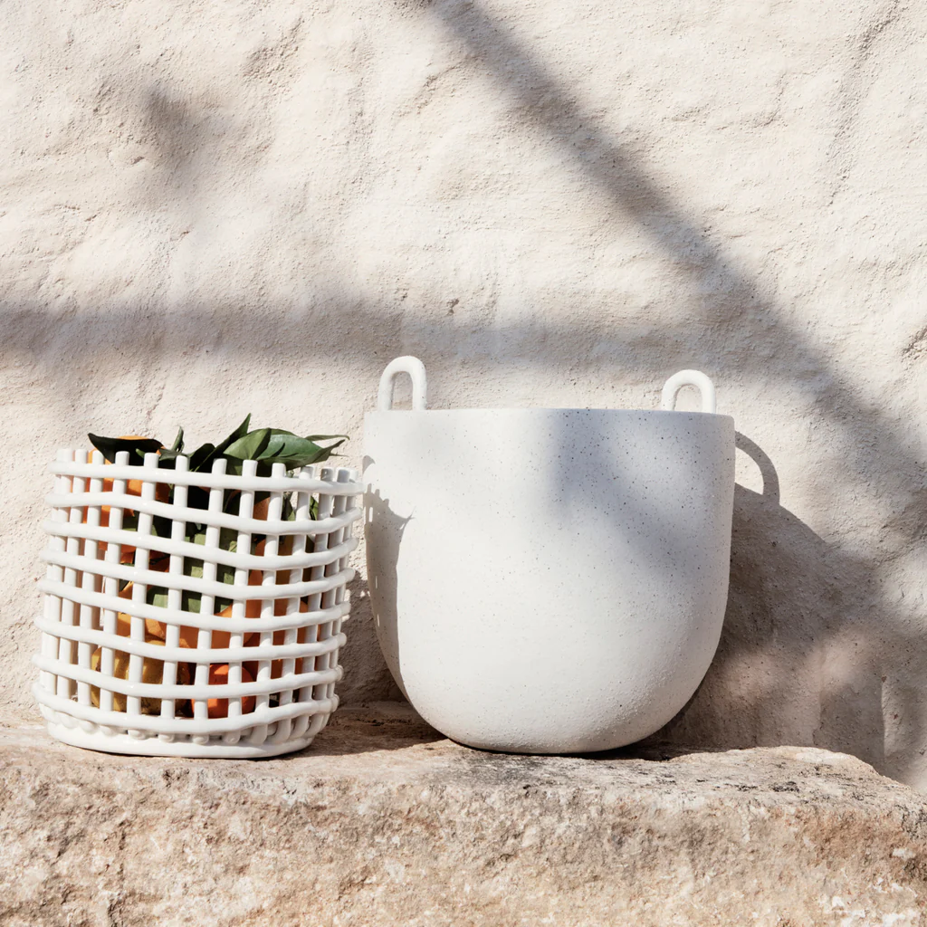 Ferm Living Ceramic Basket Pot Large Off White - Image 3