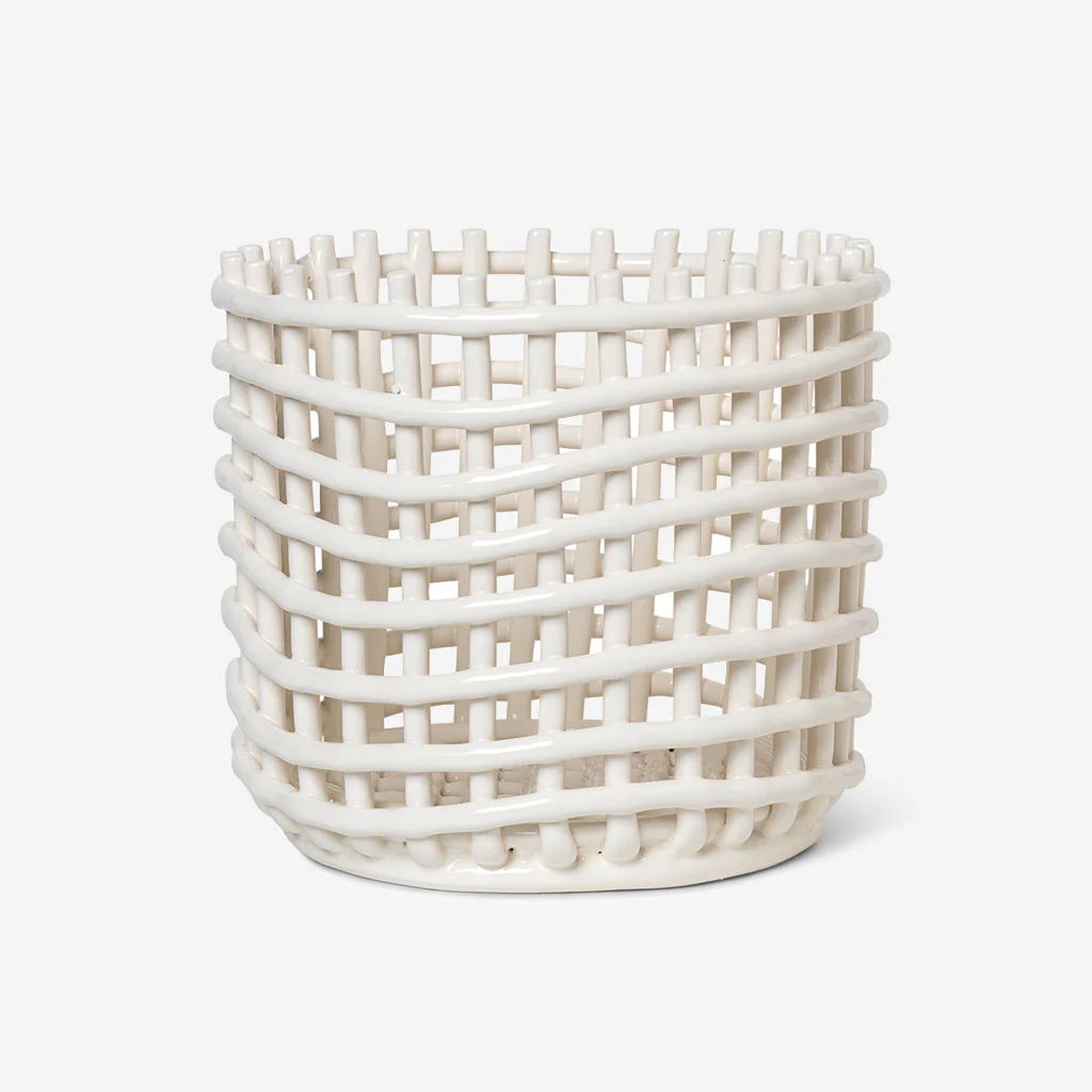Ferm Living Ceramic Basket Pot Large Off White - Image 4