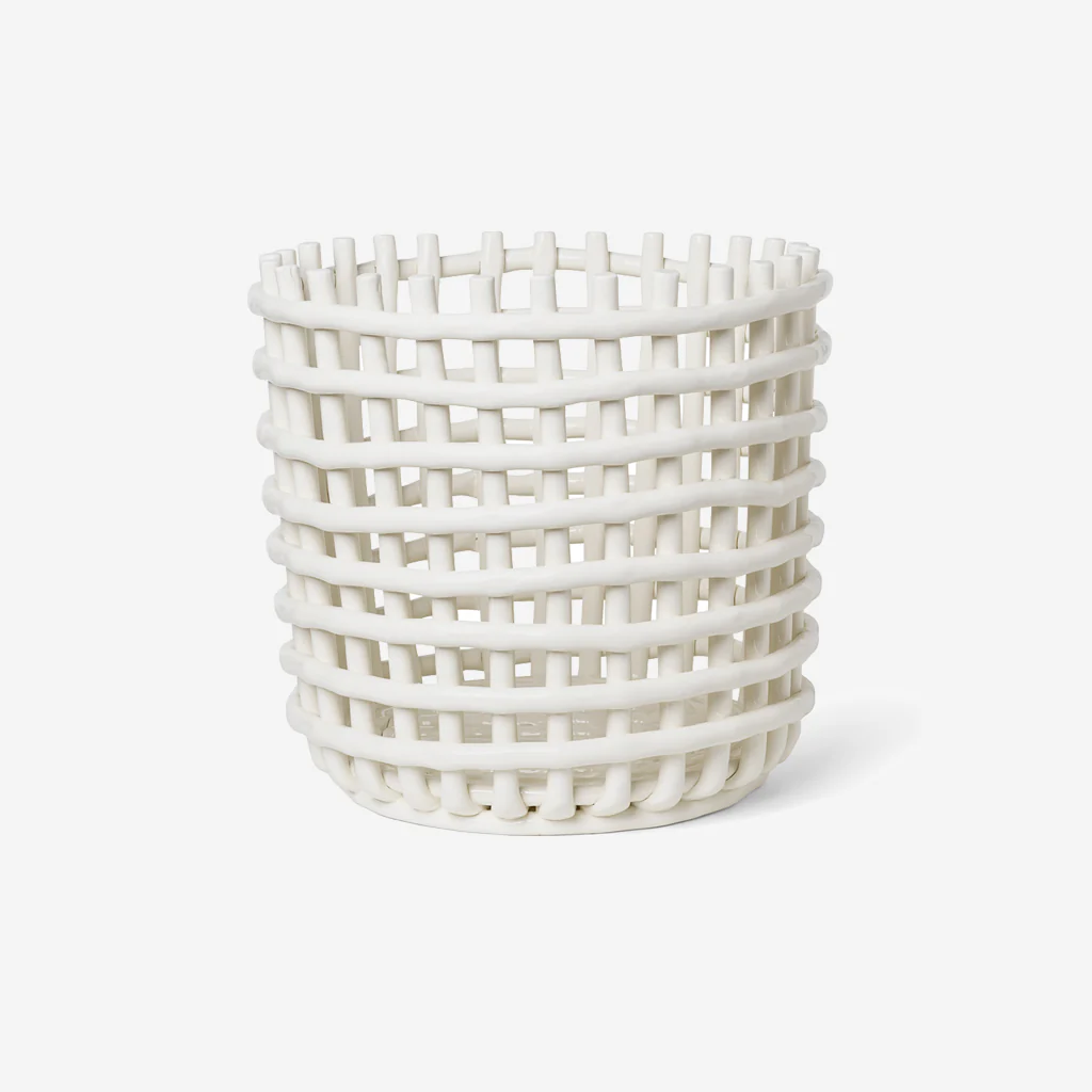 Ferm Living Ceramic Basket Pot XL Off White