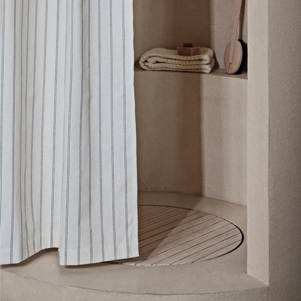 Ferm Living Chambray Shower Curtain Off White Chocolate - Image 3