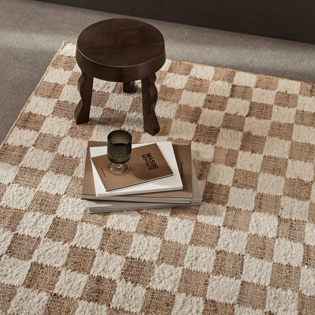 Ferm Living Checked Wool Jute Rug Natural 140x200 - Image 2