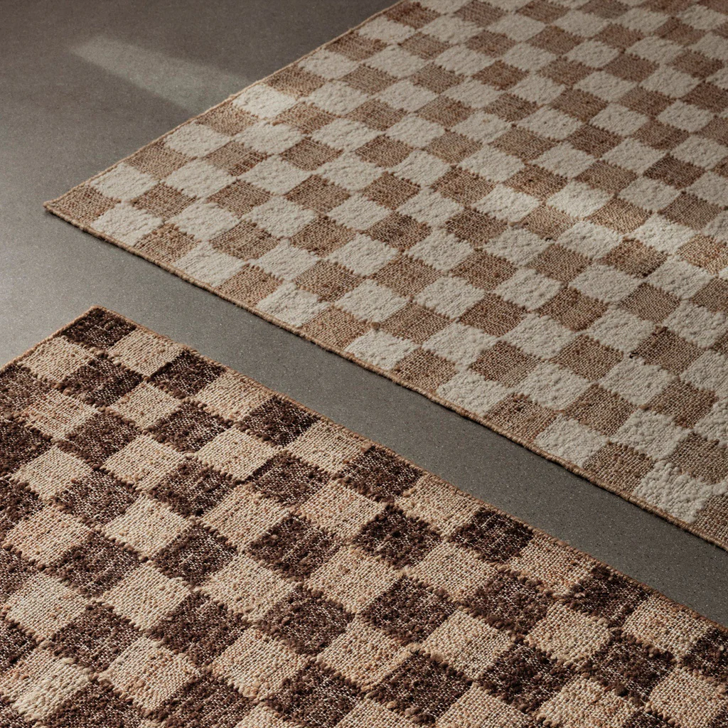 Ferm Living Checked Wool Jute Rug Natural 140x200 - Image 3