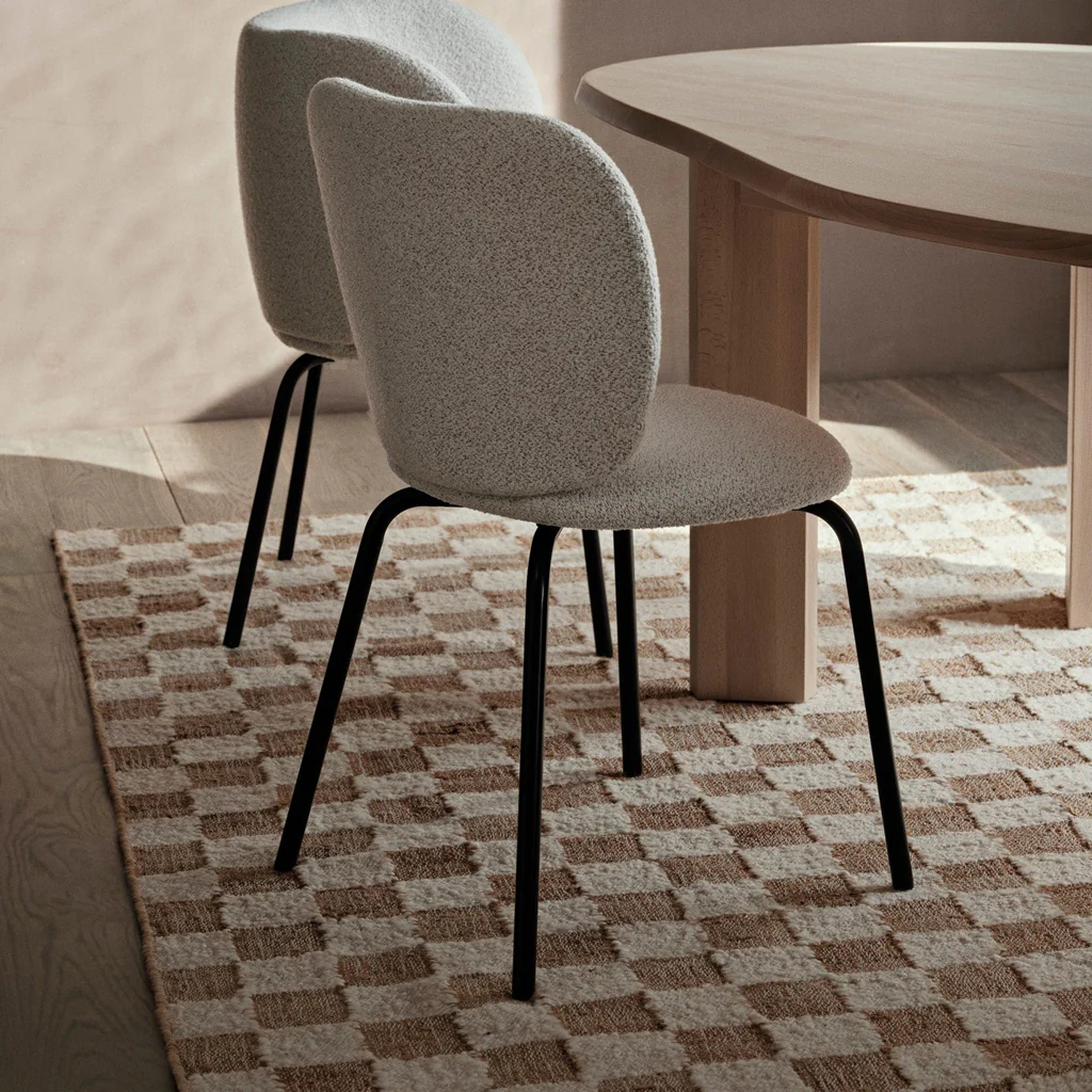 Ferm Living Checked Wool Jute Rug Natural 140x200 - Image 4