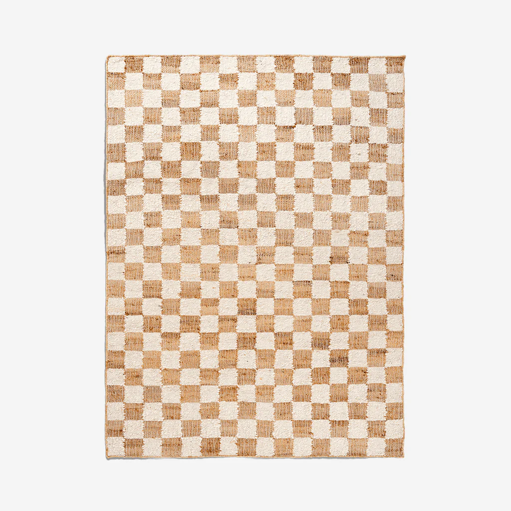 Ferm Living Checked Wool Jute Rug Natural 140x200 - Image 6