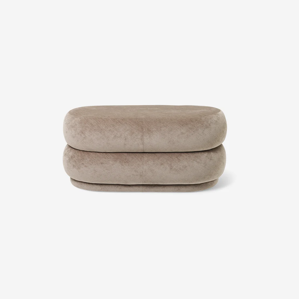 Ferm Living Pouf Oval Faded Velvet Beige