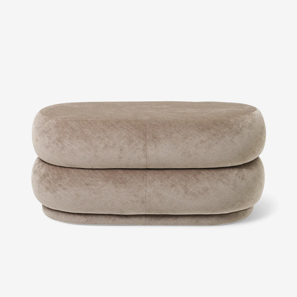 Ferm Living Pouf Oval Faded Velvet Beige - Image 2