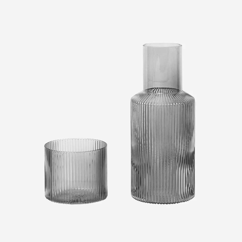 Ferm Living Ripple Carafe Set Small Smoke - Image 3