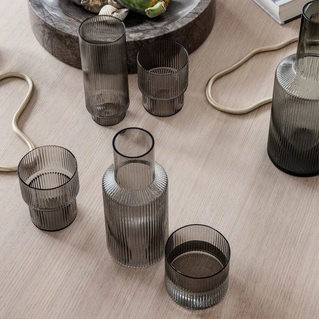 Ferm Living Ripple Carafe Set Small Smoke - Image 5