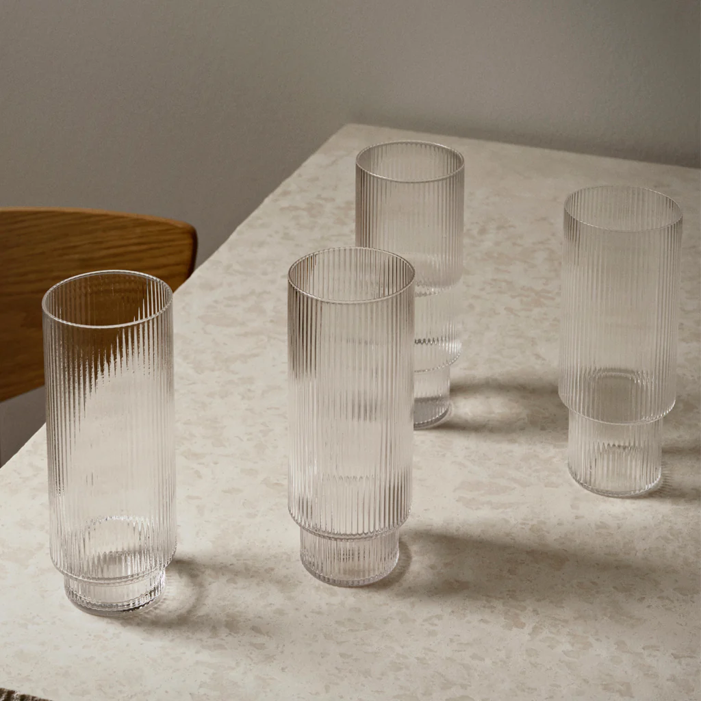 Ferm Living Ripple Long Drink Glass Set Clear - Image 2