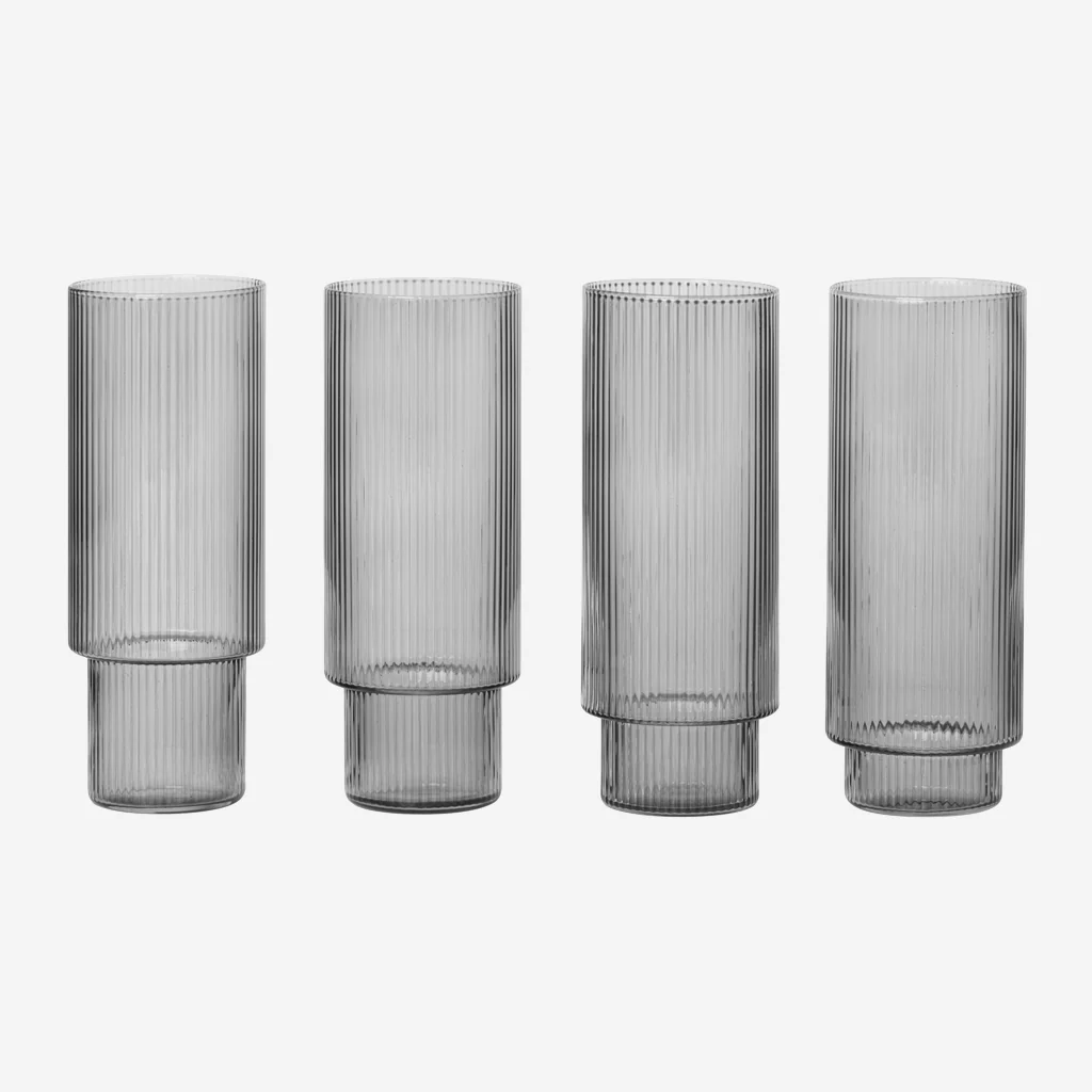 Ferm Living Ripple Long Drink Glass Set Smoke - Image 4