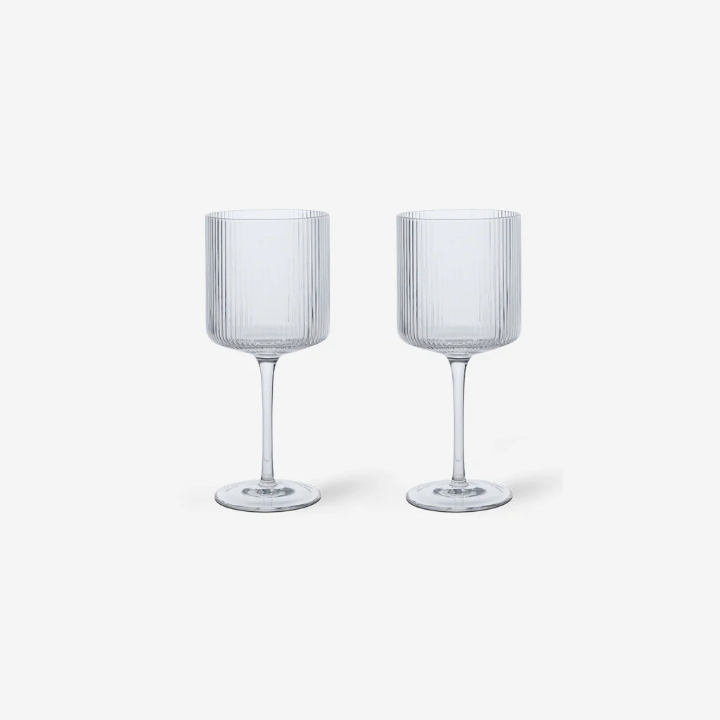 Ferm Living Ripple Red Wine Glasses Clear