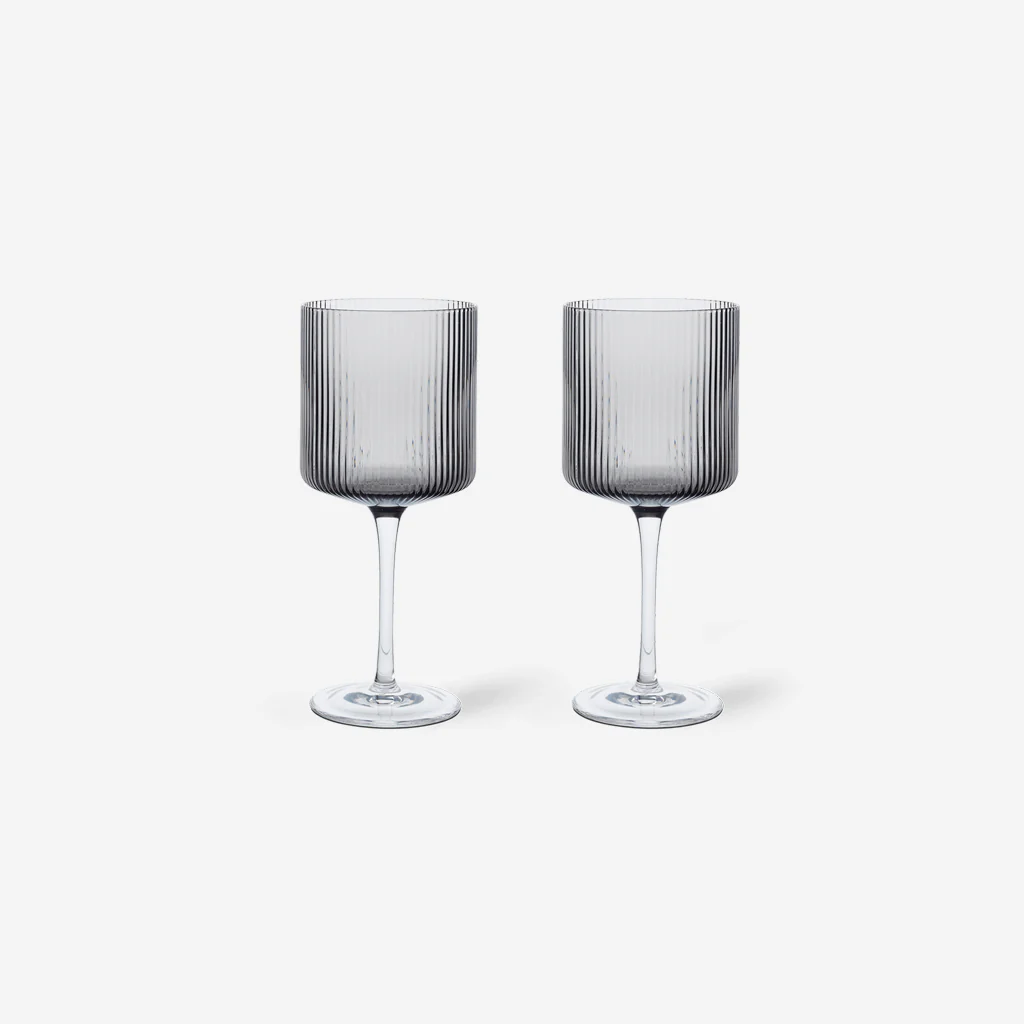 Ferm Living Ripple Red Wine Glasses Smoke