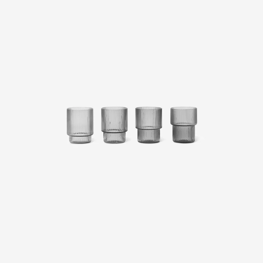 Ferm Living Ripple Shot Glass Set Smoke